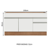 Bajo Mesada para Bacha 150 cm 2 Puertas y 2 Cajones (Sin Tapa ni Bacha) Glamy Marrón/Blanco