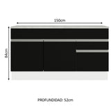 Bajo Mesada Cocina Madesa Glamy 150cm Con Tapa BN