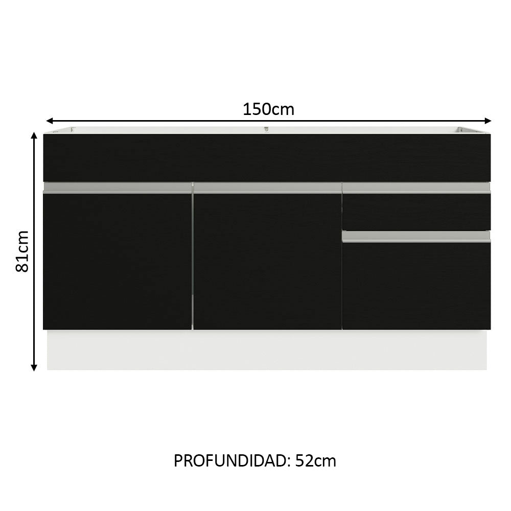 Bajo Mesada Cocina Madesa Glamy 150cm Sin Tapa BN