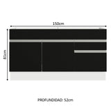 Bajo Mesada Cocina Madesa Glamy 150cm Sin Tapa BN
