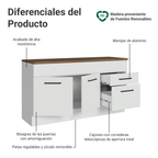 Bajo Mesada 150 cm 2 Puertas 2 Cajones Blanco/Marrón Agata Madesa