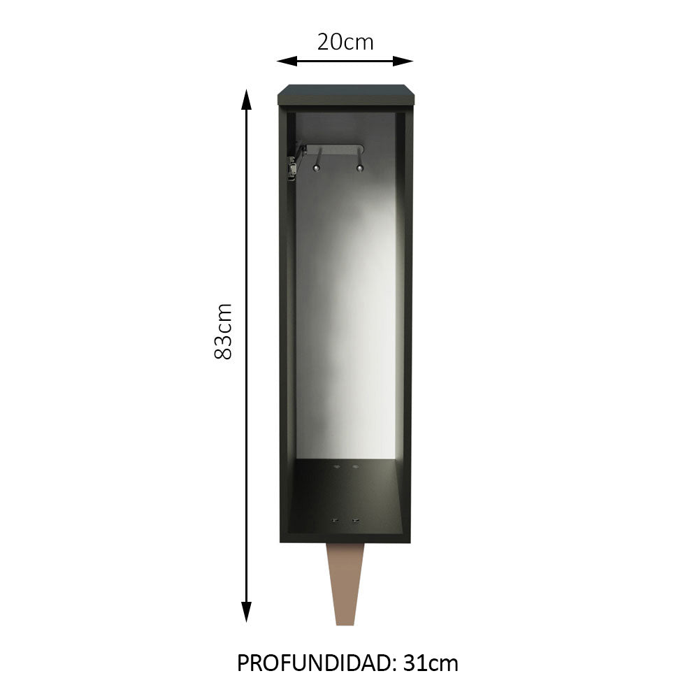 Bajo Mesada Porta Repasador 20 cm con Patas Negro Reims Madesa