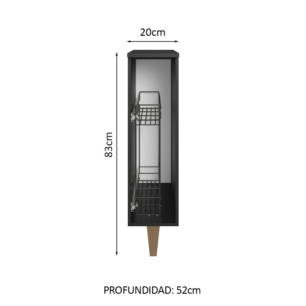 Bajo Mesada Especiero 20 cm Negro Reims Madesa