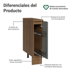 Bajo Mesada 20 cm 1 Puerta (Con Mesada) Especiero Marrón/Gris Lux Madesa