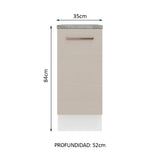 Bajo Mesada 35 cm 1 Puerta Blanco/Crema Agata
