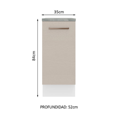 Bajo Mesada 35 cm 1 Puerta Blanco/Crema Agata Madesa