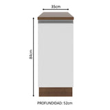 Bajo Mesada 35 cm 1 Puerta Glamy Marrón/Blanco