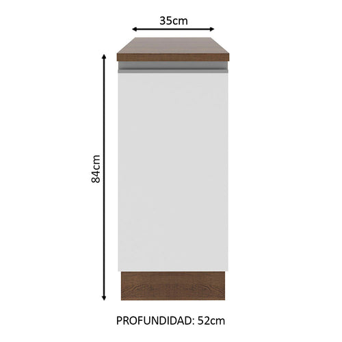 Bajo Mesada 35 cm 1 Puerta Marrón/Blanco Glamy Madesa