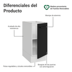 Bajo Mesada 35 cm 1 Puerta Sin Mesada Blanco/Negro Agata Madesa