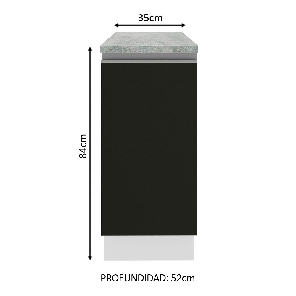 Bajo Mesada 35 cm 1 Puerta Blanco/Negro Glamy Madesa