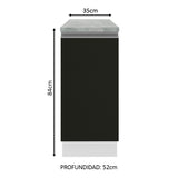 Bajo Mesada 35 cm 1 Puerta Blanco/Negro Glamy