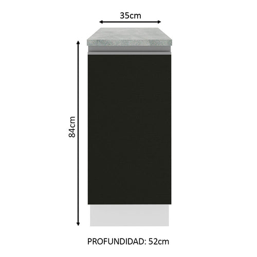 Bajo Mesada 35 cm 1 Puerta Blanco/Negro Glamy Madesa