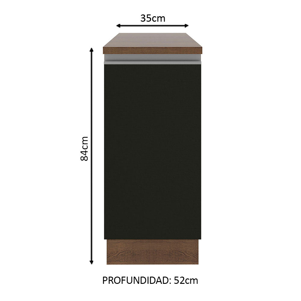 Bajo Mesada 35 cm 1 Puerta Marrón/Negro Glamy