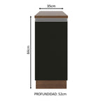 Bajo Mesada 35 x 52 cm 1 Puerta Marrón/Negro Glamy Madesa