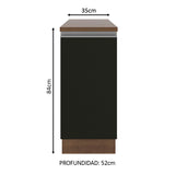 Bajo Mesada 35 cm 1 Puerta Marrón/Negro Glamy