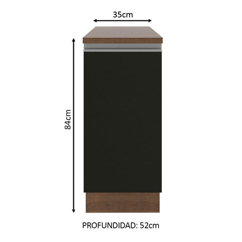 Bajo Mesada 35 cm 1 Puerta Marrón/Negro Glamy Madesa