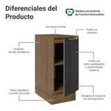 Bajo Mesada de Cocina 35 cm 1 Puerta (Con Mesada) Marrón/Negro Lux Madesa