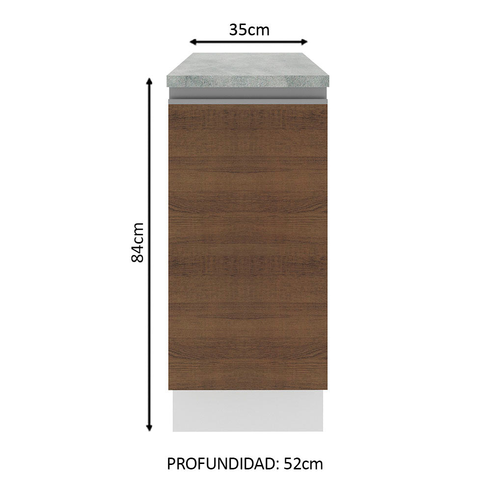 Bajo Mesada 35 cm 1 Puerta Glamy Blanco/Marrón