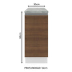 Bajo Mesada 35 cm 1 Puerta Blanco/Marrón Glamy Madesa