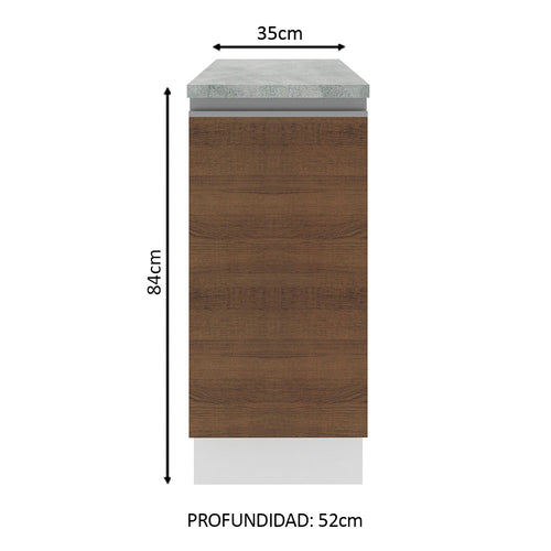 Bajo Mesada 35 cm 1 Puerta Blanco/Marrón Glamy Madesa