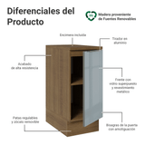 Bajo Mesada de Cocina 35 cm 1 Puerta (Con Mesada) Marrón/Gris Lux Madesa