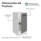 Bajo Mesada 35 cm 1 Puerta Sin Mesada Blanco/Gris Agata Madesa
