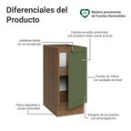 Bajo Mesada 35 cm 1 Puerta Sin Mesada Marrón/Verde Vik Madesa