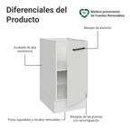 Bajo Mesada 40 cm 1 Puerta Sin Mesada Blanco Agata Madesa