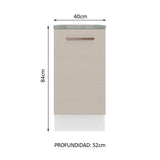 Bajo Mesada 40 cm 1 Puerta Blanco/Crema Agata