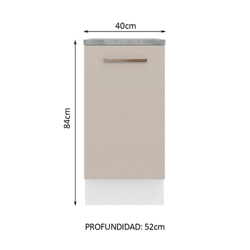 Bajo Mesada 40 cm 1 Puerta Blanco/Crema Agata Madesa