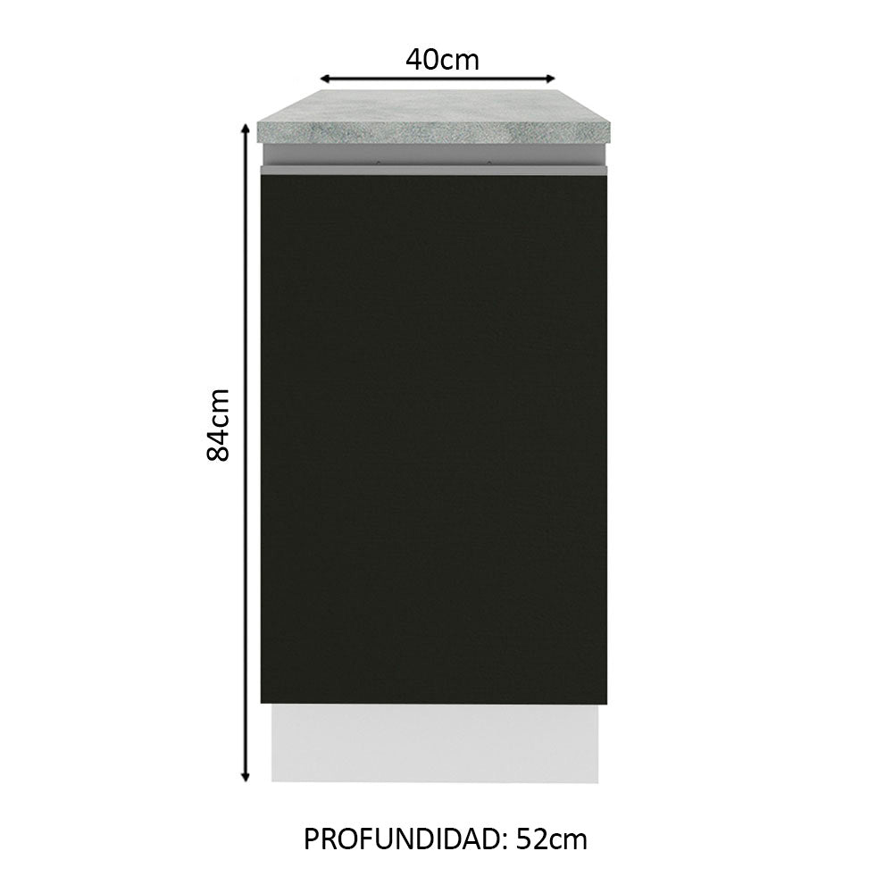 Bajo Mesada 40 cm 1 Puerta Glamy Blanco/Negro