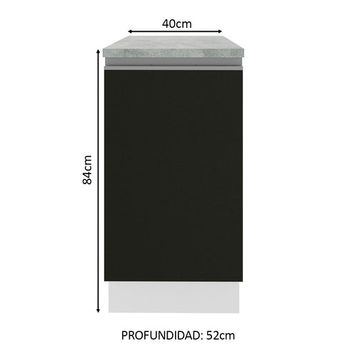 Bajo Mesada 40 cm 1 Puerta Blanco/Negro Glamy Madesa