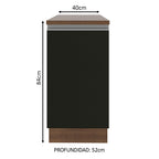 Bajo Mesada 40 x 52 cm 1 Puerta Marrón/Negro Glamy Madesa