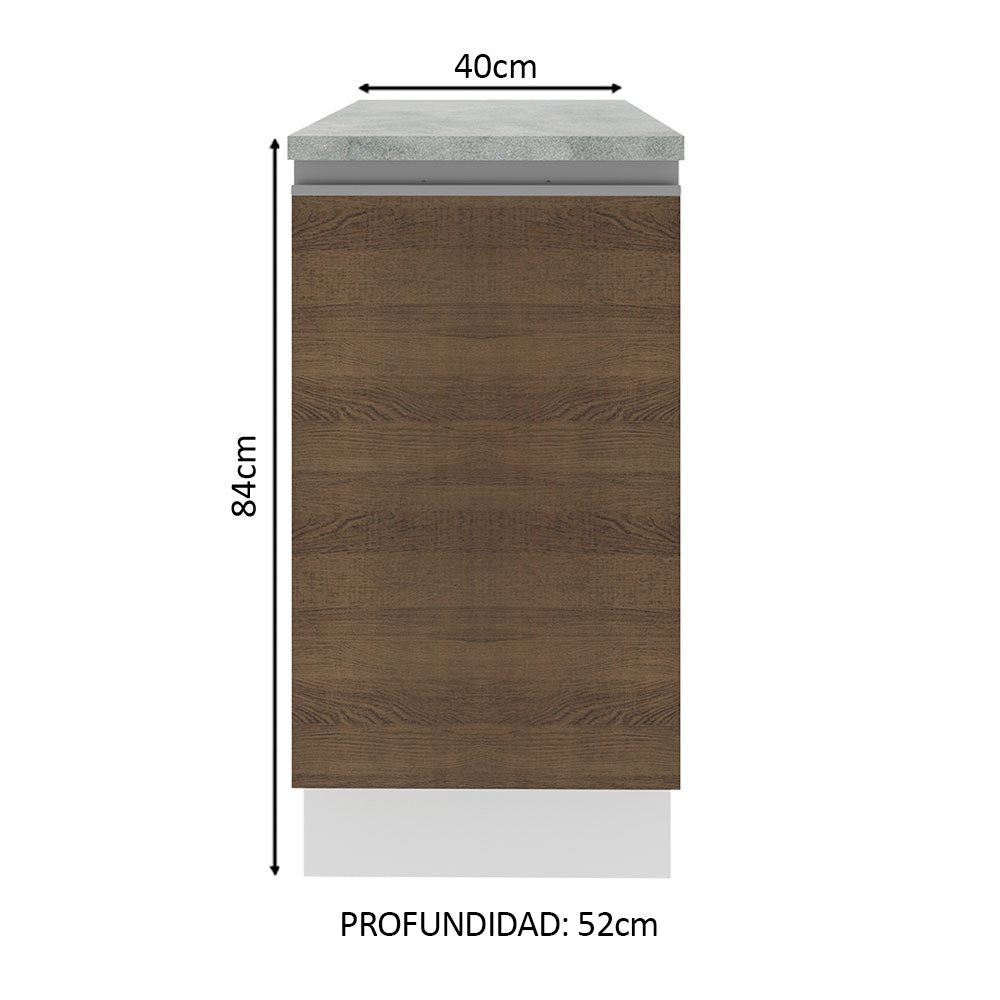 Bajo Mesada 40 cm 1 Puerta Glamy Blanco/Marrón