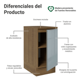 Bajo Mesada de Cocina 40 cm 1 Puerta Marrón/Gris Lux Madesa