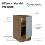 Bajo Mesada de Cocina 40 cm 1 Puerta (Sin Mesada) Marrón/Gris Lux Madesa