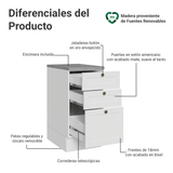 Bajo Mesada de Cocina 40 cm 3 Cajones Blanco Vik Madesa