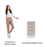 Bajo Mesada 40 cm 3 Cajones Agata Blanco/Crema