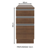 Bajo Mesada 40 cm 3 Cajones Glamy Marrón