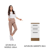 Bajo Mesada 40 cm 3 Cajones Agata Marrón/Blanco