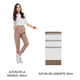 Bajo Mesada 40 cm 3 Cajones Glamy Marrón/Blanco