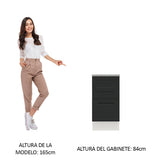 Bajo Mesada 40 cm 3 Cajones Agata Blanco/Negro