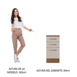 Bajo Mesada 40 cm 3 Cajones Agata Marrón/Crema