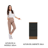 Bajo Mesada 40 cm 3 Cajones Agata Marrón/Negro