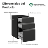 Bajo Mesada de Cocina 40 cm 3 Cajones Flotante Negro Nice Madesa