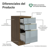 Bajo Mesada de Cocina 40 cm 3 Cajones Marrón/Gris Lux Madesa