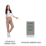 Bajo Mesada 40 cm 3 Cajones Agata Blanco/Gris