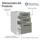 Bajo Mesada 40 cm 3 Cajones Sin Mesada Blanco/Gris Agata Madesa
