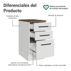 Bajo Mesada 40 cm 3 Cajones Blanco/Marrón Agata Madesa
