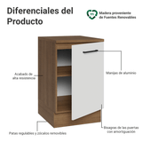 Bajo Mesada 50cm 1 puerta Marrón/Blanco Agata Madesa